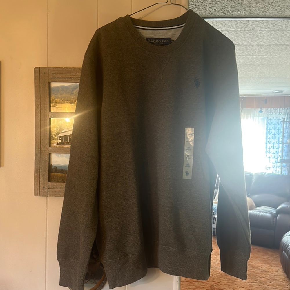NEVER WORN men’s polo sweater. Tan, size MEDIUM